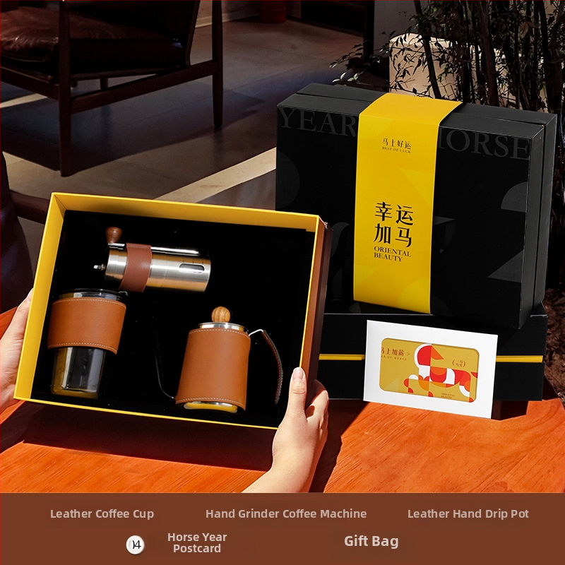 Rok koně: Sada darčekov na kávu pour-over s darčekovou škatuľkou – firemný dar, Lucky Horse