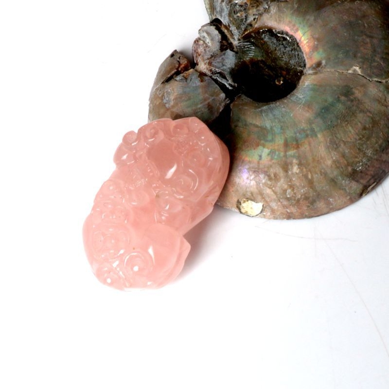 Krištolo karolė su pakabuku — gyvūnų formos kabantis papuošalas, graviravimas ir poliravimas, natūralus akmuo, VVS skaidrumas, pritaikoma privata etiketė