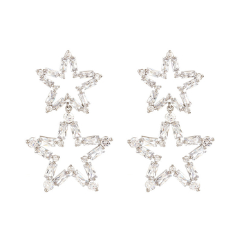 Tähekujuline metallist kõrvarõngad teemantidega naistele
