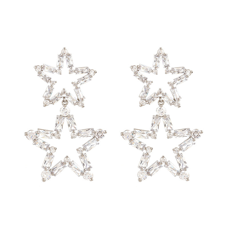 Tähekujuline metallist kõrvarõngad teemantidega naistele