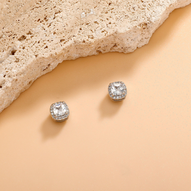 Bakrene naušnice s dijamantima, magnetske, bez probijanja, unisex, Jinao