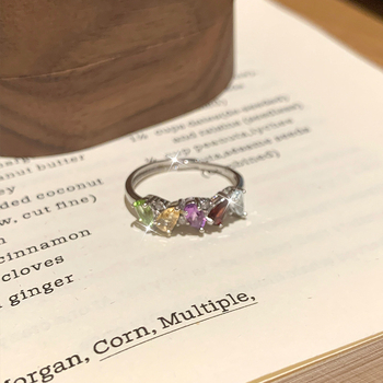 Nastaviteľný prsteň, striebro 925, tvar slzy, kryštálové vsadenie, kamene v tvare hrušky 3x5 mm