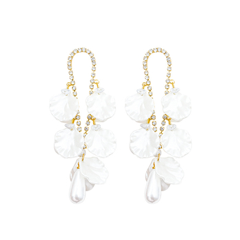 Naušnice s dugim resicama i dizajnom školjkastih latica (legura, dijamantno završetak, Star Yatu, cvjetno-geometrijski stil, za žene)