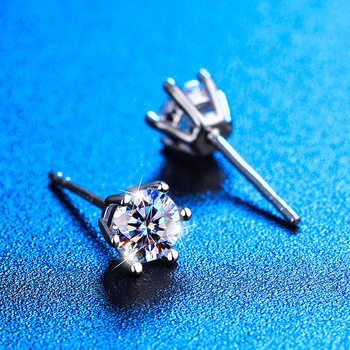 Stud fülbevalók: 925-ös ezüst Moissanittel, hatszögű rögzítés, egyszerű geometri design nőknek (Anyag: 925 ezüst; Kő: Moissanit; Rögzítés: Hatszög; Stílus: Egyszerű; Tisztaság: 92,5%)