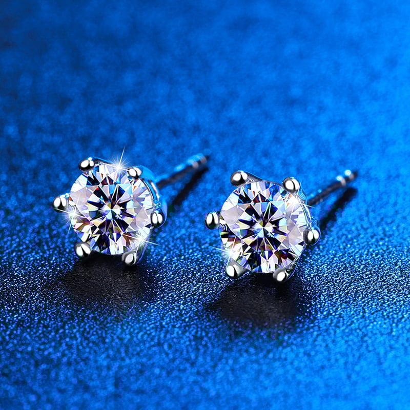 Stud fülbevalók: 925-ös ezüst Moissanittel, hatszögű rögzítés, egyszerű geometri design nőknek (Anyag: 925 ezüst; Kő: Moissanit; Rögzítés: Hatszög; Stílus: Egyszerű; Tisztaság: 92,5%)