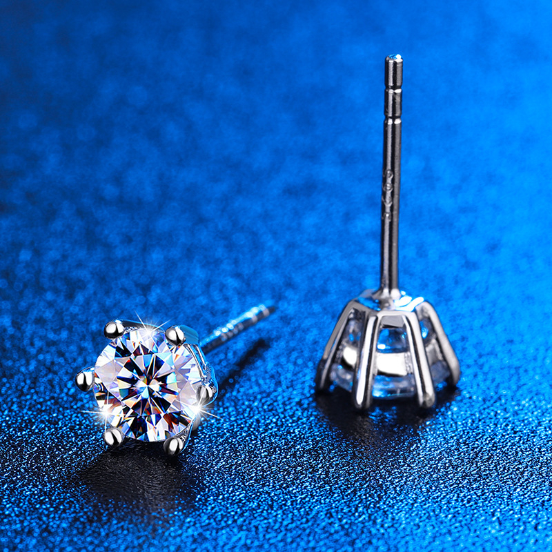 Stud fülbevalók: 925-ös ezüst Moissanittel, hatszögű rögzítés, egyszerű geometri design nőknek (Anyag: 925 ezüst; Kő: Moissanit; Rögzítés: Hatszög; Stílus: Egyszerű; Tisztaság: 92,5%)