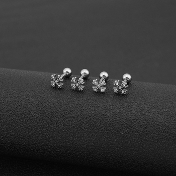 Naušnice od titanijskog čelika s četiri lista, elektroplatirane, geometrijski dizajn, inspirirano korejskim stilom