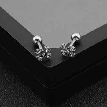 Naušnice od titanijskog čelika s četiri lista, elektroplatirane, geometrijski dizajn, inspirirano korejskim stilom