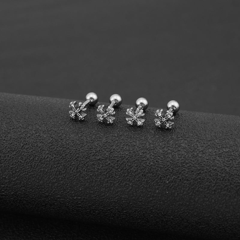 Naušnice od titanijskog čelika s četiri lista, elektroplatirane, geometrijski dizajn, inspirirano korejskim stilom