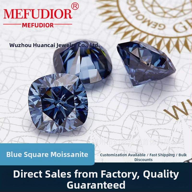 Moissanitas brangakmenis, Fat Square forma, VVS skaidrumas, poliruotos, skirtas įmontuoti į papuošalus