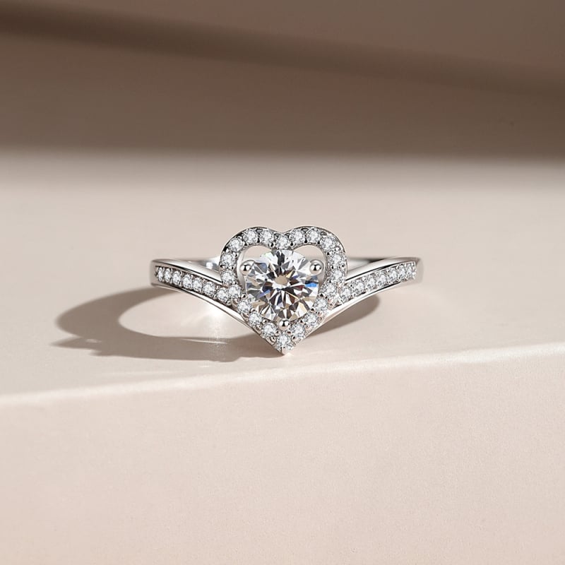 Prsten srcolikog oblika sa bezel ugradnjom, moissanit 0,5 ct, srebro 925, za žene, dar za zaruke ili vjenčanje