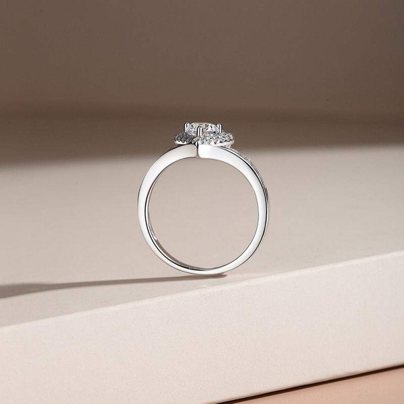 Prsten srcolikog oblika sa bezel ugradnjom, moissanit 0,5 ct, srebro 925, za žene, dar za zaruke ili vjenčanje