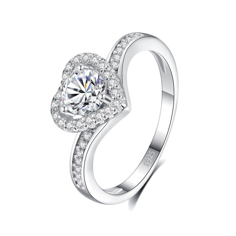 Prsten srcolikog oblika sa bezel ugradnjom, moissanit 0,5 ct, srebro 925, za žene, dar za zaruke ili vjenčanje