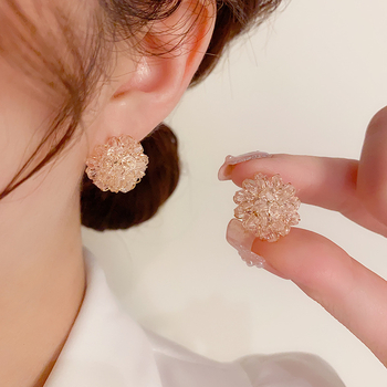 Naušnice – bakar, pozlaćeni premaz, Korean Dupin, cvjetni stil, za žene