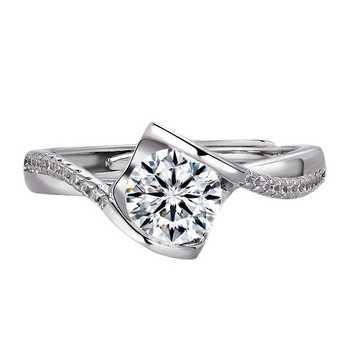 Inel cu Moissanite de 1 carat, Angel's Kiss, din cupru cu placare electroplată, geometrie în formă de U, pentru femei, stil OL, Origine Shanwei