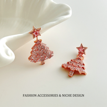 Bakrene naušnice s ugradnim cirkonima, cvjetni oblik, svijetlo luksuzan stil