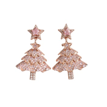 Bakrene naušnice s ugradnim cirkonima, cvjetni oblik, svijetlo luksuzan stil