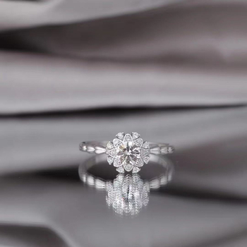 Ženski prsten od moissanita, 0,5 ct, srebro 925, pozlaćeni premaz, PT950 žig