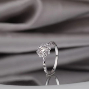 Ženski prsten od moissanita, 0,5 ct, srebro 925, pozlaćeni premaz, PT950 žig