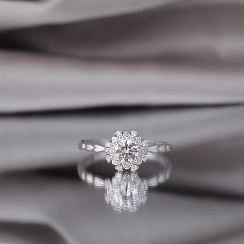 Ženski prsten od moissanita, 0,5 ct, srebro 925, pozlaćeni premaz, PT950 žig