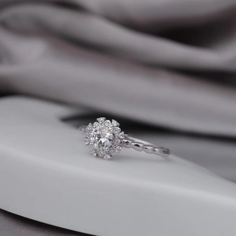 Ženski prsten od moissanita, 0,5 ct, srebro 925, pozlaćeni premaz, PT950 žig