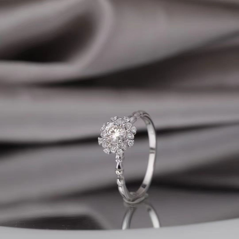 Ženski prsten od moissanita, 0,5 ct, srebro 925, pozlaćeni premaz, PT950 žig