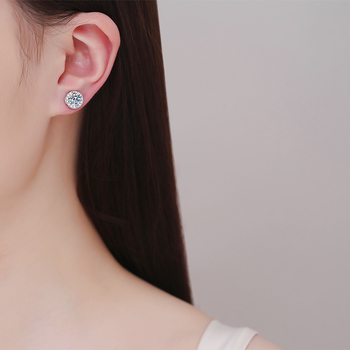 Moissanit naušnice, S925 sterling srebro, magnetske kopče, unisex, dizajn kruna