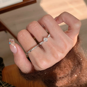 S925 ezüst gyűrű gyémántokkal - virág alakú, női divatkiegészítő, 2025 tavasz