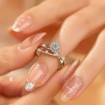 Inel cu stea pentru femei - cupru, placare electrolitică, diamant simulant