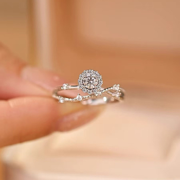 Inel cu stea pentru femei - cupru, placare electrolitică, diamant simulant