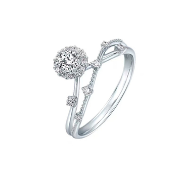 Inel cu stea pentru femei - cupru, placare electrolitică, diamant simulant