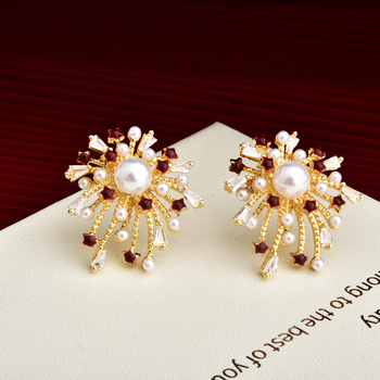 Naušnice od bakrene baze s pravim zlatnim premazom, geometrijski oblik, model R0783