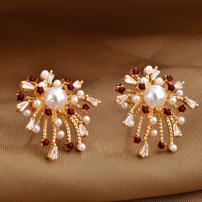 Naušnice od bakrene baze s pravim zlatnim premazom, geometrijski oblik, model R0783