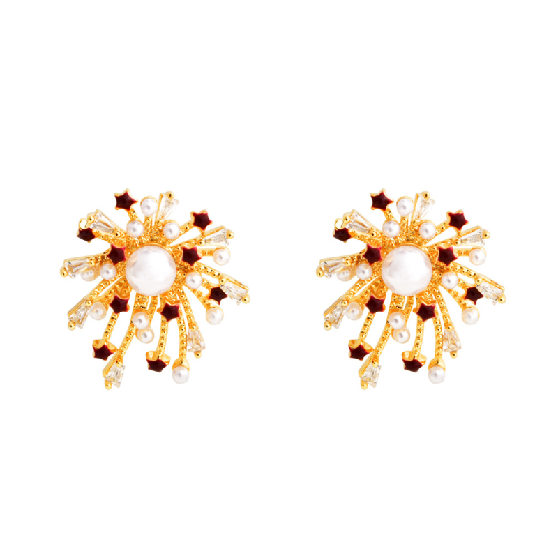 Naušnice od bakrene baze s pravim zlatnim premazom, geometrijski oblik, model R0783