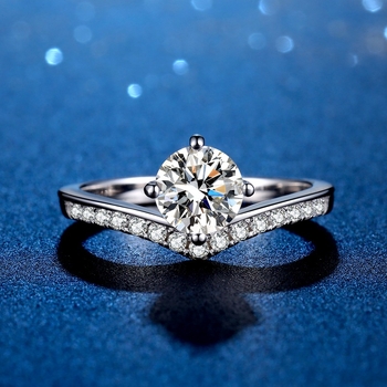 Moissanite sõrm 925 hõbedast, printsessi kroon disain, avatud sõrmus, 1 karaat, sertifikaat kaasas, naistele