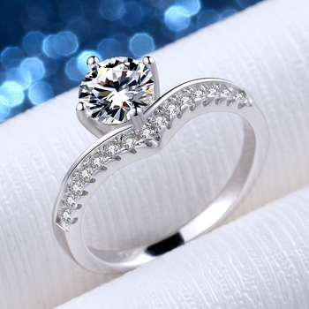 Moissanite sõrm 925 hõbedast, printsessi kroon disain, avatud sõrmus, 1 karaat, sertifikaat kaasas, naistele