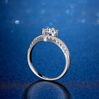 Moissanite sõrm 925 hõbedast, printsessi kroon disain, avatud sõrmus, 1 karaat, sertifikaat kaasas, naistele