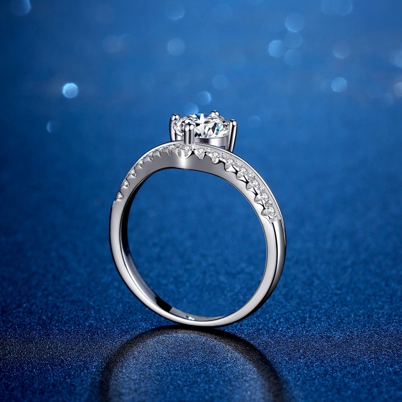 Moissanite sõrm 925 hõbedast, printsessi kroon disain, avatud sõrmus, 1 karaat, sertifikaat kaasas, naistele