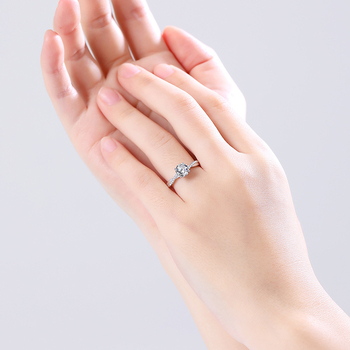 Inel din argint 925 cu moissanit, pentru femei, design geometric minimalist, montură cu patru gheare