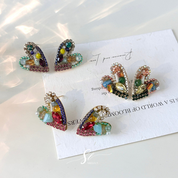 Naušnice u obliku srca, ručno rađene, mješavina materijala, japansko-južno-korejski stil