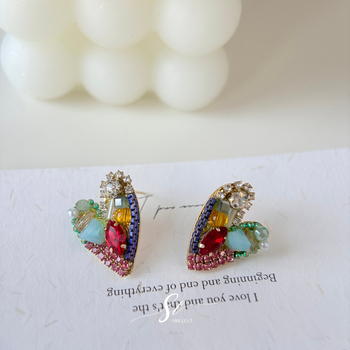 Naušnice u obliku srca, ručno rađene, mješavina materijala, japansko-južno-korejski stil