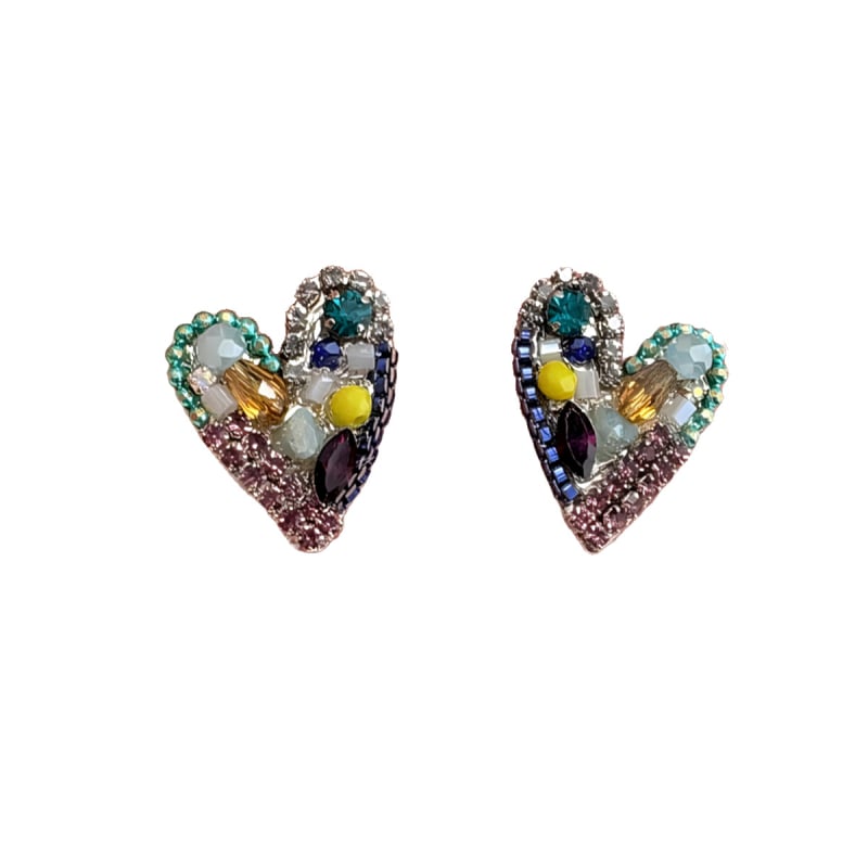 Naušnice u obliku srca, ručno rađene, mješavina materijala, japansko-južno-korejski stil