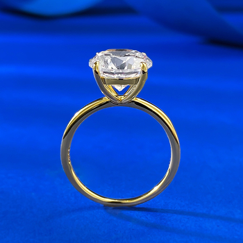 Prsten MUJING JEWELRY, srebro 925, četverozubno postavljanje, Moissanit imitacija, elektroplatiranje, ženski minimalistički stil