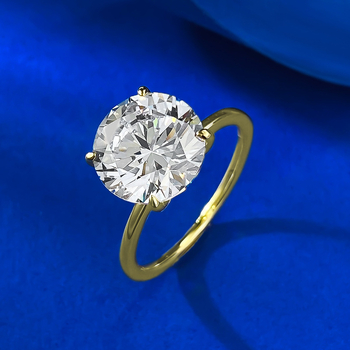 Prsten MUJING JEWELRY, srebro 925, četverozubno postavljanje, Moissanit imitacija, elektroplatiranje, ženski minimalistički stil