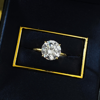 Prsten MUJING JEWELRY, srebro 925, četverozubno postavljanje, Moissanit imitacija, elektroplatiranje, ženski minimalistički stil