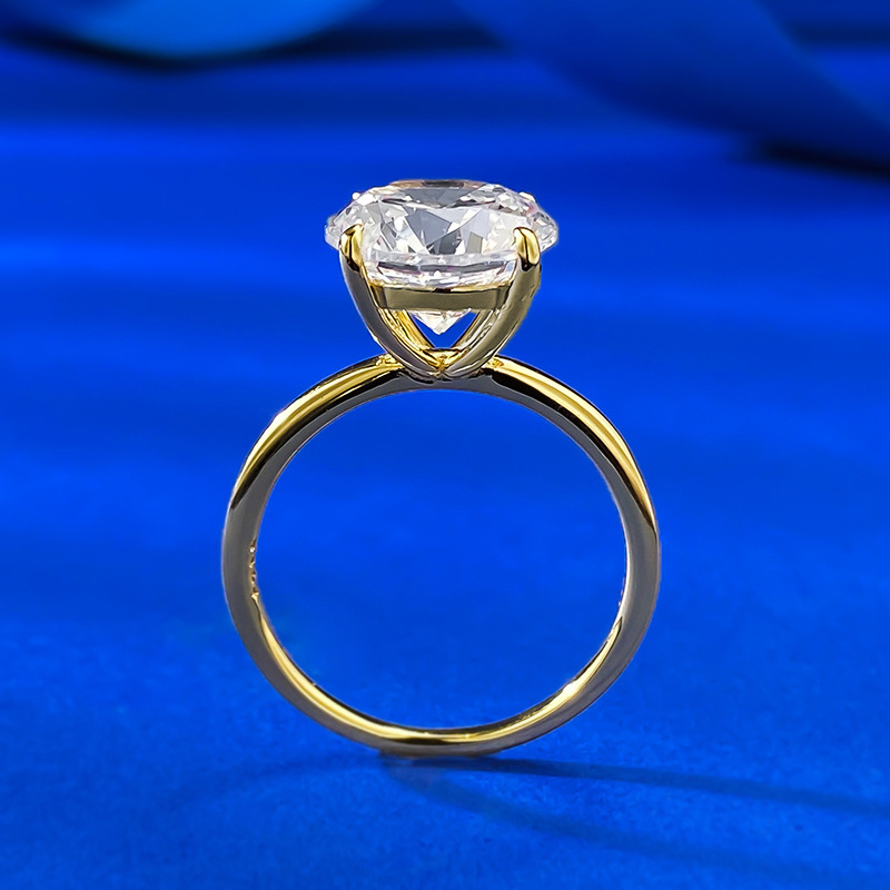 Prsten MUJING JEWELRY, srebro 925, četverozubno postavljanje, Moissanit imitacija, elektroplatiranje, ženski minimalistički stil