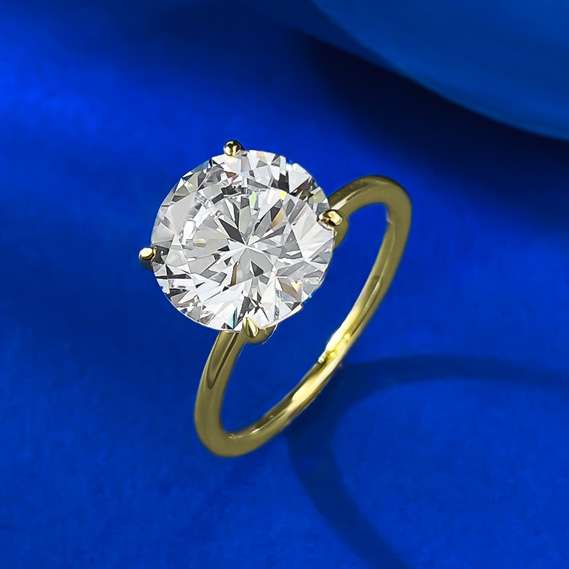 Prsten MUJING JEWELRY, srebro 925, četverozubno postavljanje, Moissanit imitacija, elektroplatiranje, ženski minimalistički stil