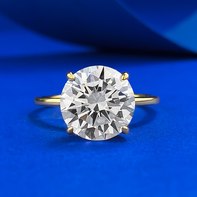 Prsten MUJING JEWELRY, srebro 925, četverozubno postavljanje, Moissanit imitacija, elektroplatiranje, ženski minimalistički stil