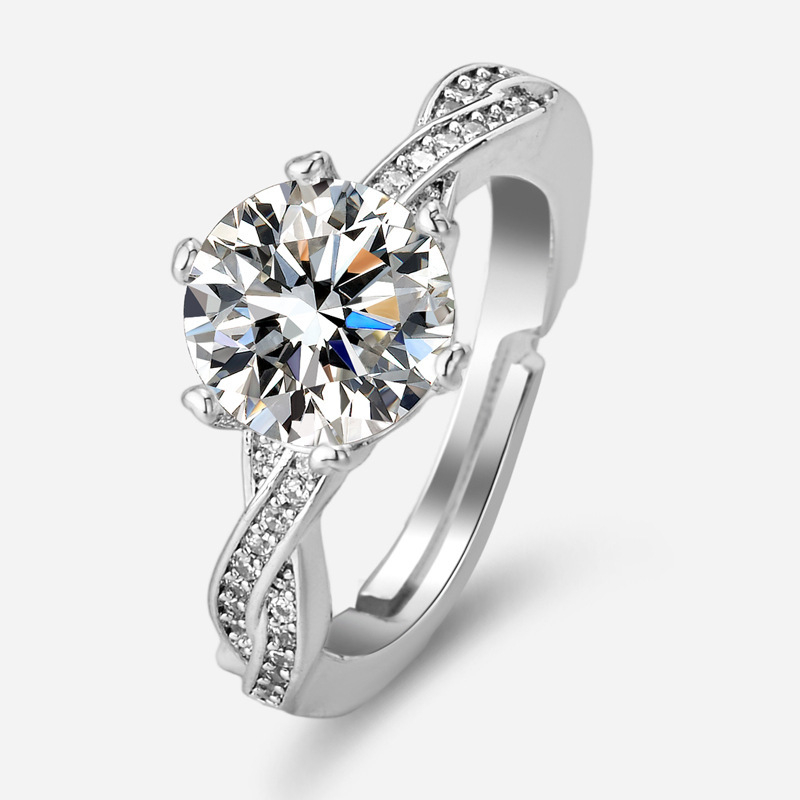 Χαλκός Ρυθμιζόμενος Δακτύλιος με Άνοιγμα, Κωδικός TJ010-Twist Arm Full Diamond, Γεωμετρικός Σχεδιασμός, Φωτεινό Πολυτελές Στυλ