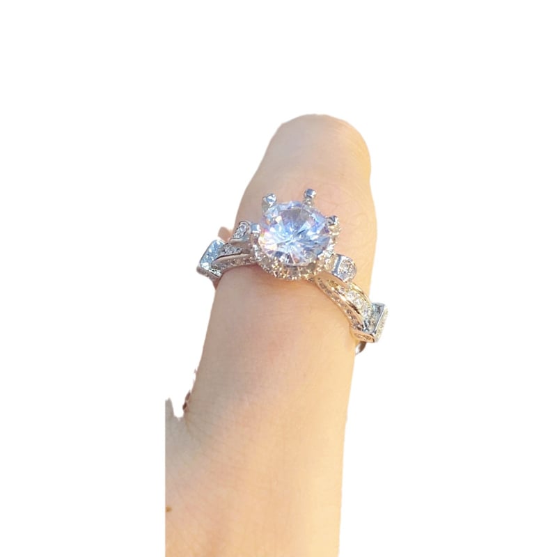 Bakreni prsten s Moissanitom, 2 ct, krona sa šest prstena u cvjetnom dizajnu, geometrijski stil za žene